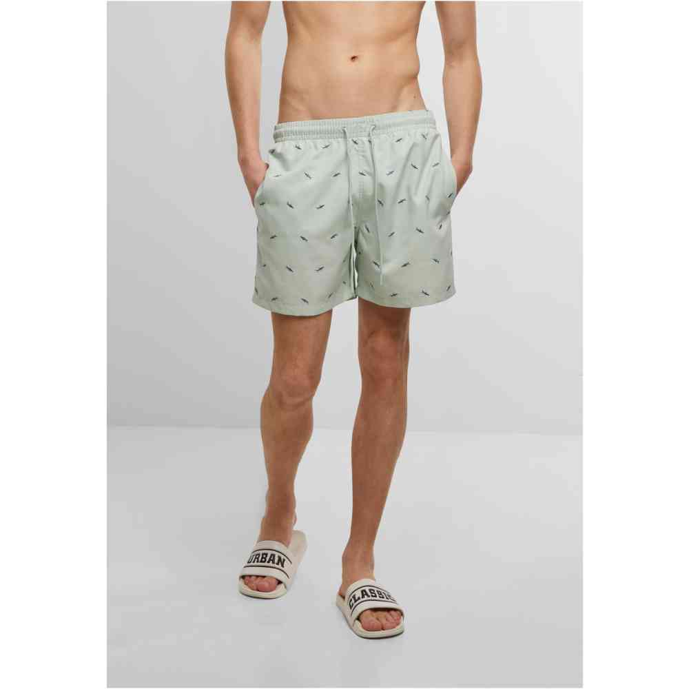 Urban Classics - Embroidery Swim shorts - Mint green/Blue